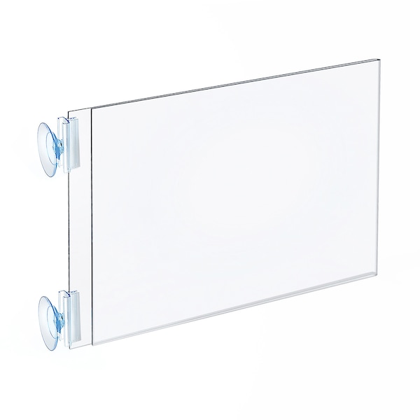 Two-Sided AcrylicSign Holder W/ Suction Cup Grippers 11" X 8.5", PK10
